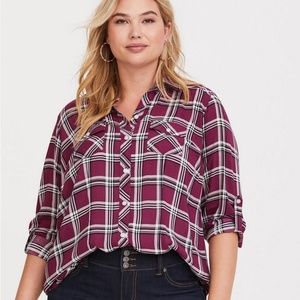 Torrid Plaid Long Sleeve Button Down Shirt Size 0X